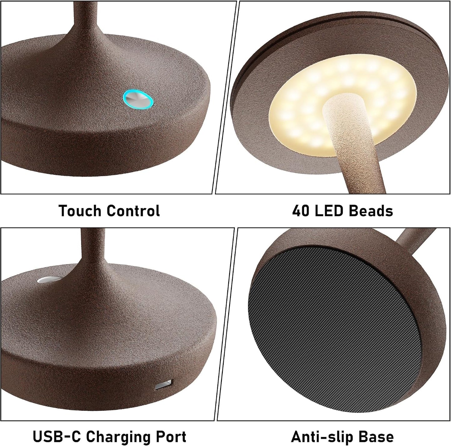 2 Lámparas Mesa Inalámbricas Recargables LED 6000mAh
