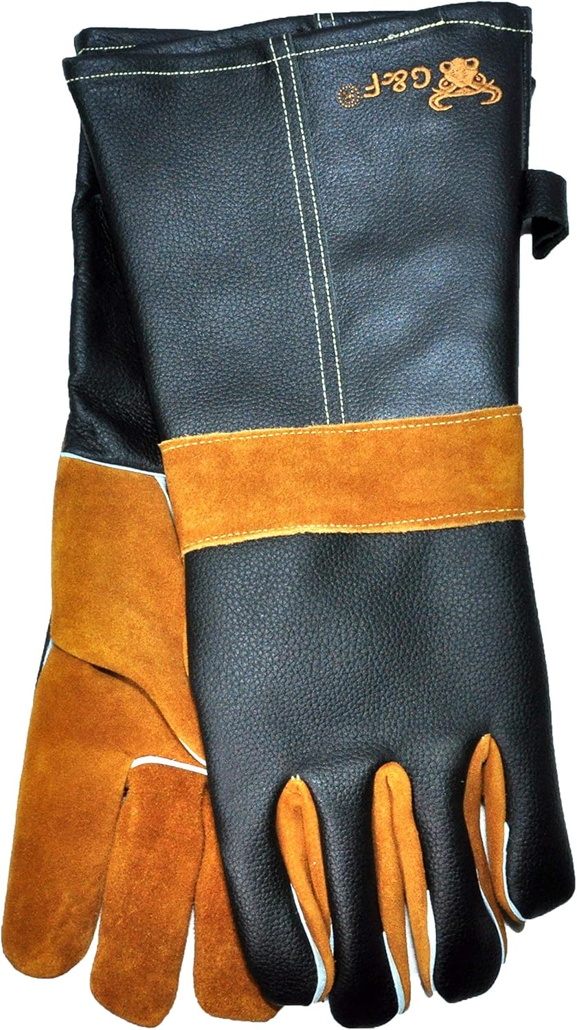 Guantes cuero vaca premium para barbacoa chimenea