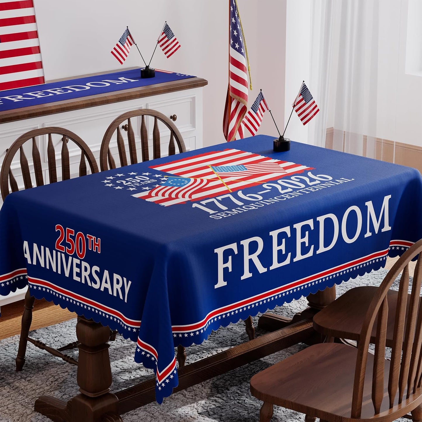 Mantel rectangular 250 aniversario EE.UU. 52 x 70 pulgadas impermeable para el 4 de julio