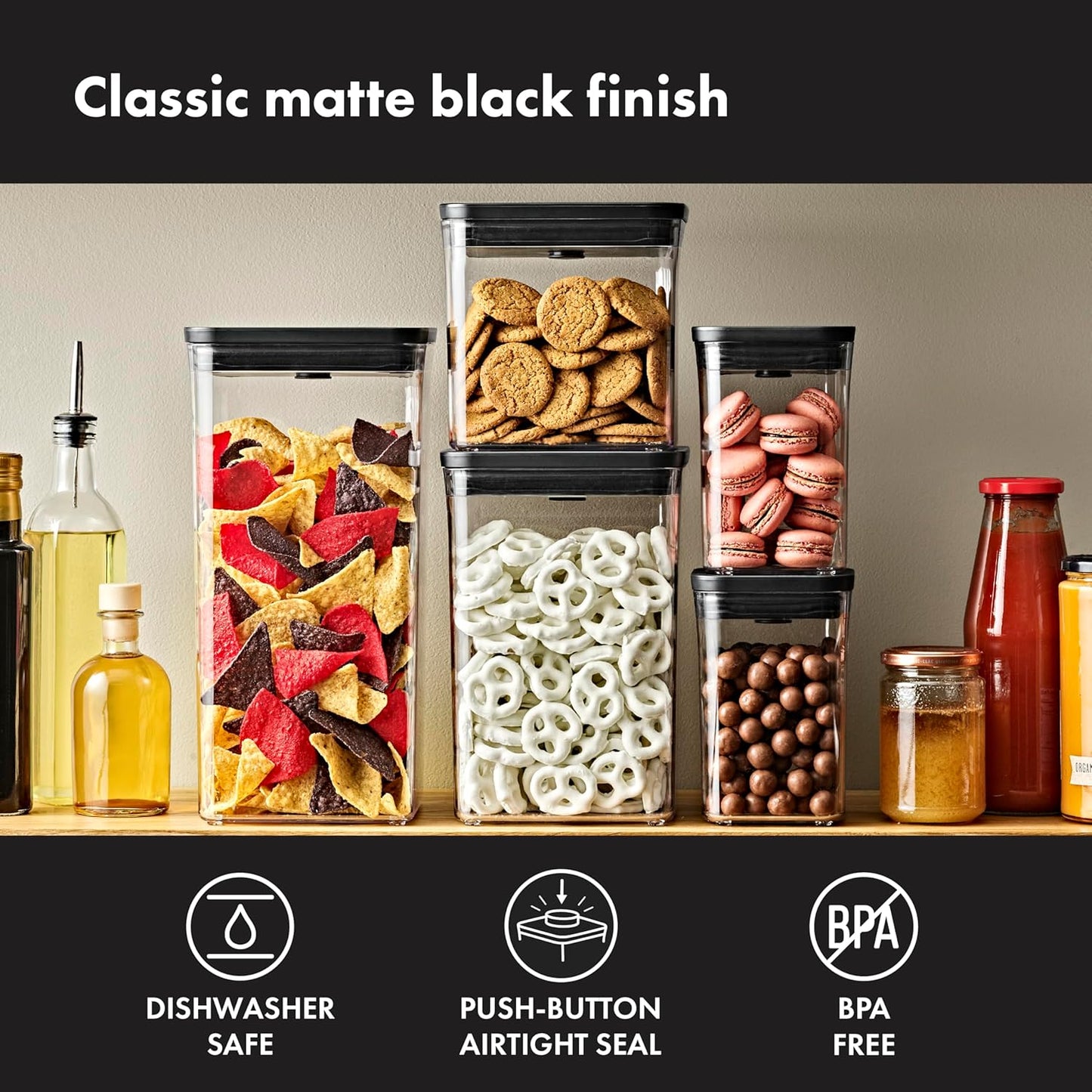 Contenedor OXO Good Grips POP 1.1 L negro mate para organización