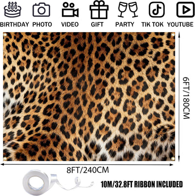 Telón fondo leopardo 8x6ft cinta 32.8ft costuras reforzadas