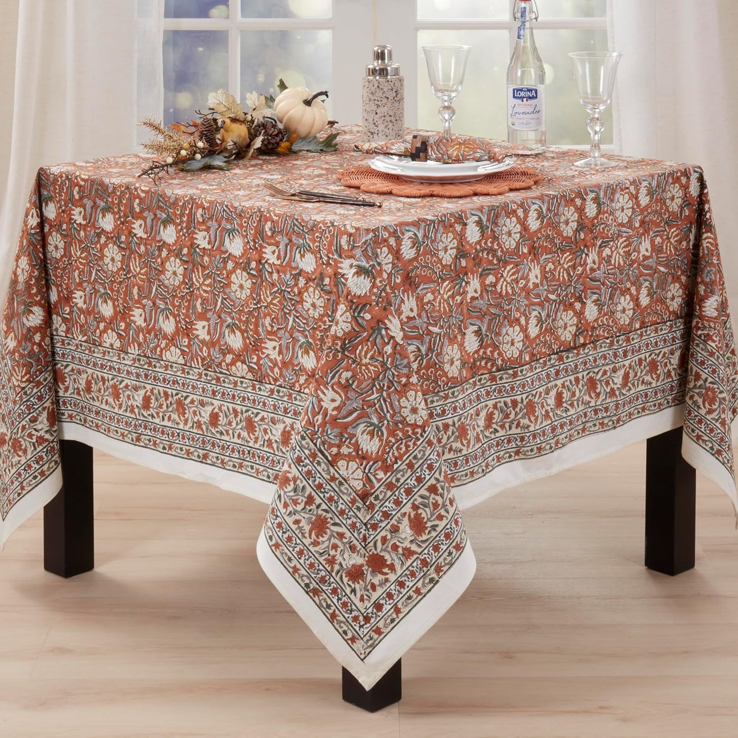 Mantel floral algodón 70x70pulg