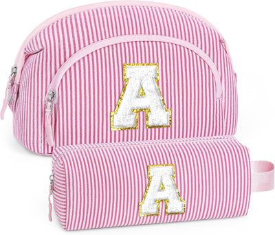 Bolsa maquillaje viaje con inicial rosa regalo niñas adolescentes