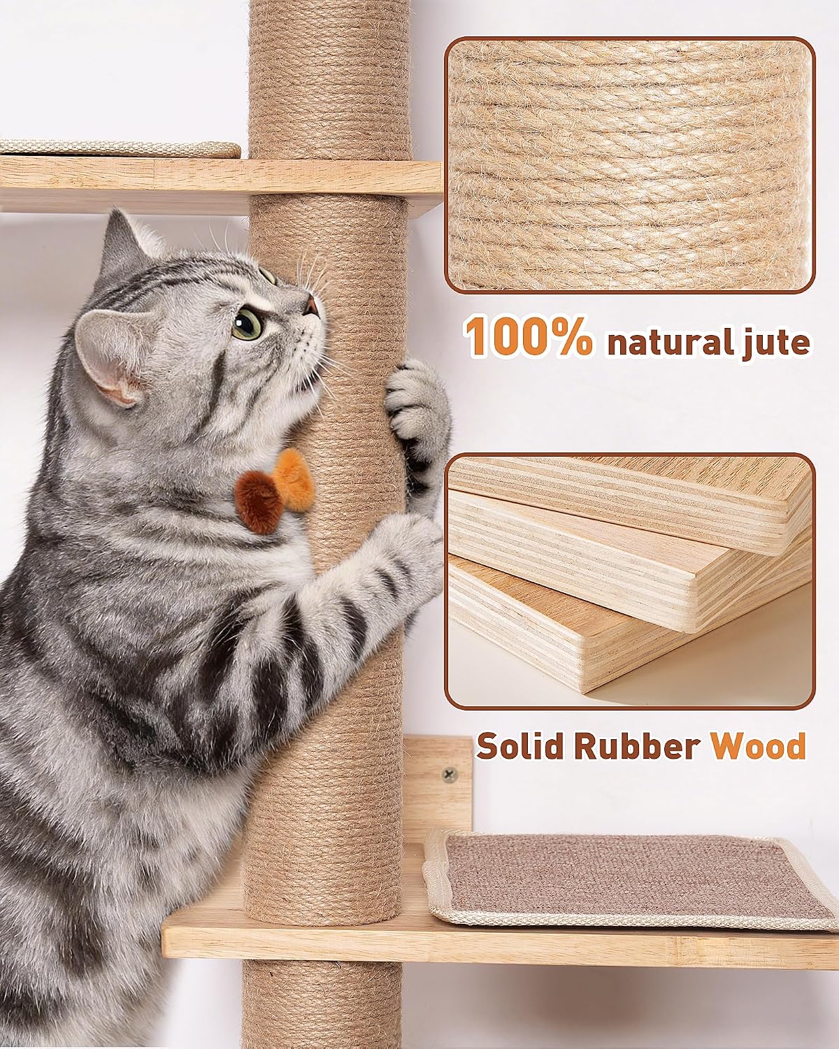Árbol para gatos de 80pulg pared 5 niveles cama 15.7pulg