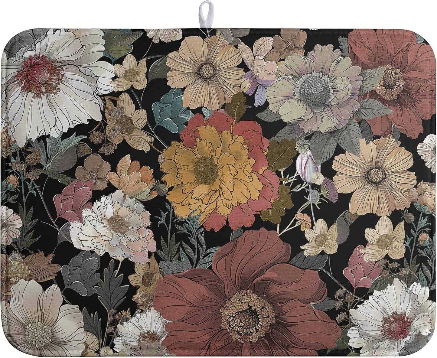Tapete de secado de platos floral bohemio microfibra absorbente