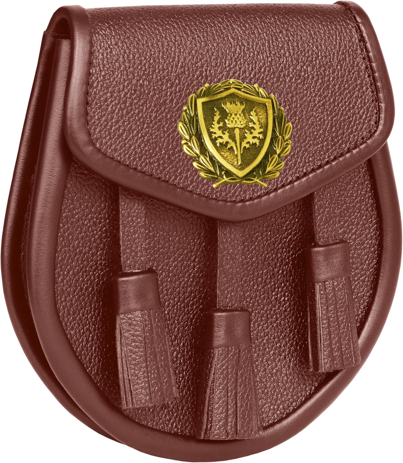 Sporran cuero con cinturón y cadena badge thistle