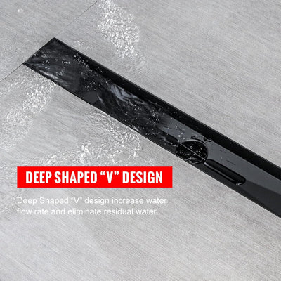 Desagüe lineal ducha negro 16pulg acero inox AISI 304 con colador