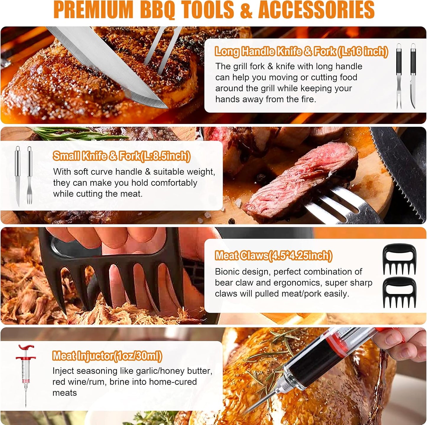 Juego 38 Pzas Accesorios Parrilla Acero Inox Funda Aluminio
