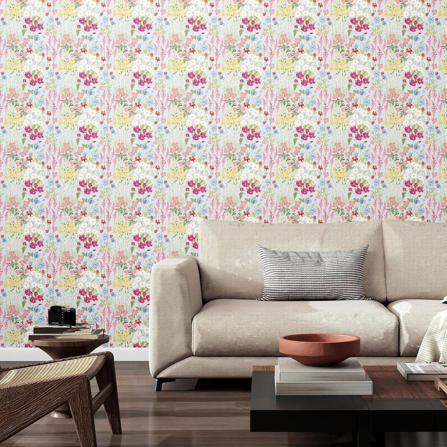 Papel tapiz floral autoadhesivo extraíble para dormitorio