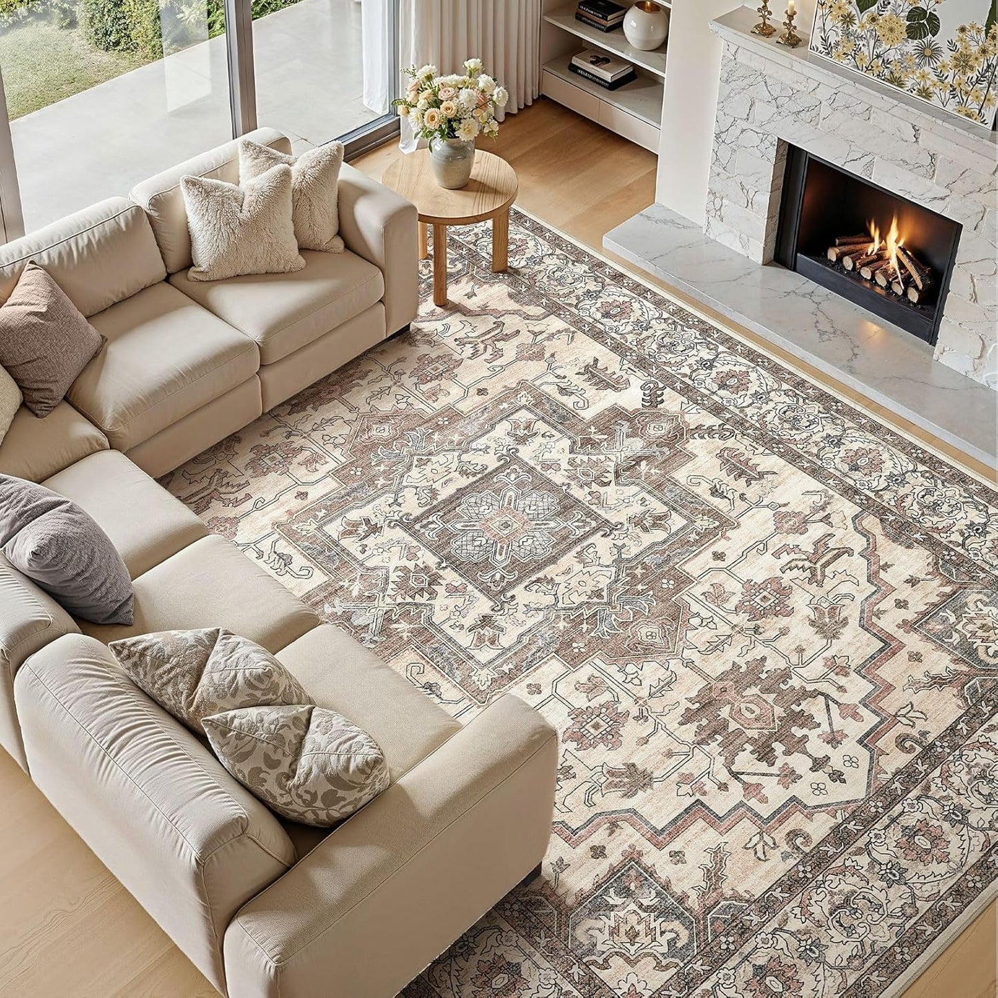 Alfombras 5x7 vintage lavable antideslizante sala dormitorio