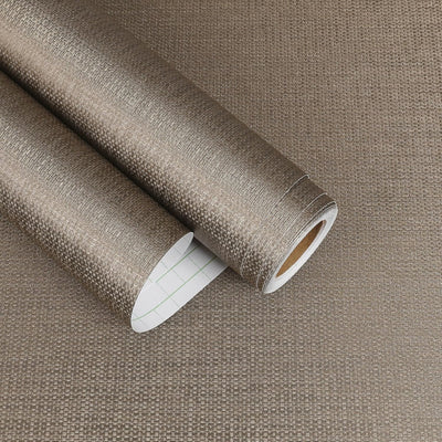 Papel Tapiz Texturizado Hierba Metálica Marrón Topo 15.7x160pulg