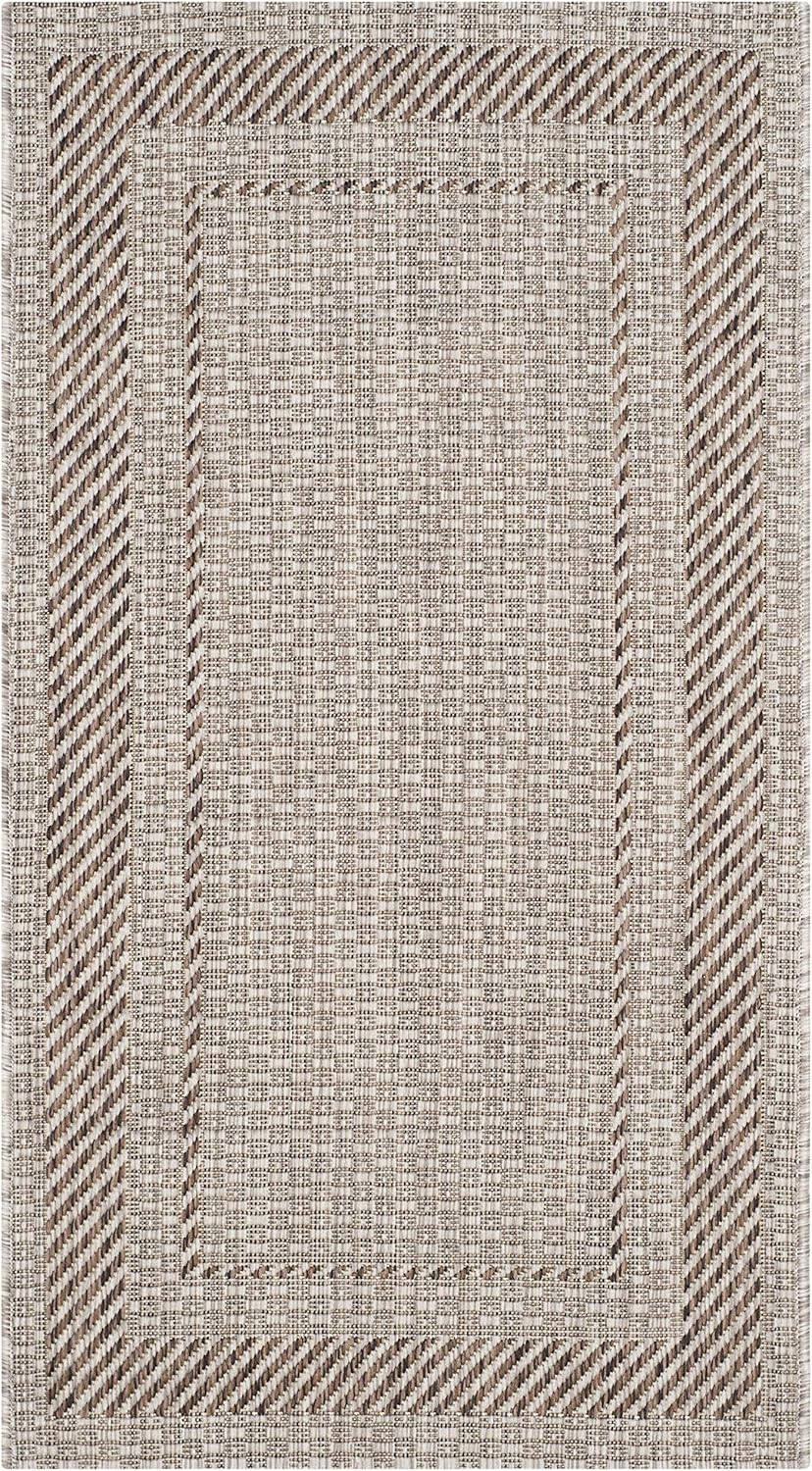 Alfombra lavable exterior 2'3x5' beige y marrón patio