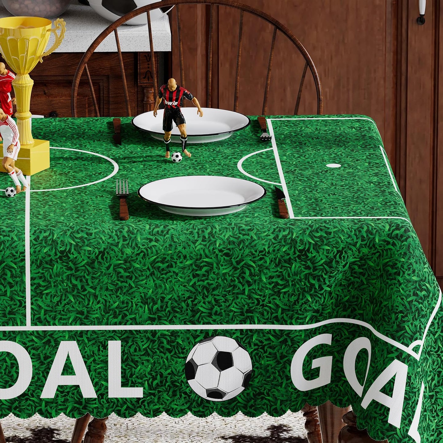 Mantel rectangular de fútbol 60 x 84 pulgadas lavable para fiesta 2026