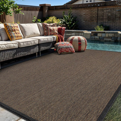 Alfombra tejido plano estilo yute 5x7ft gris oscuro