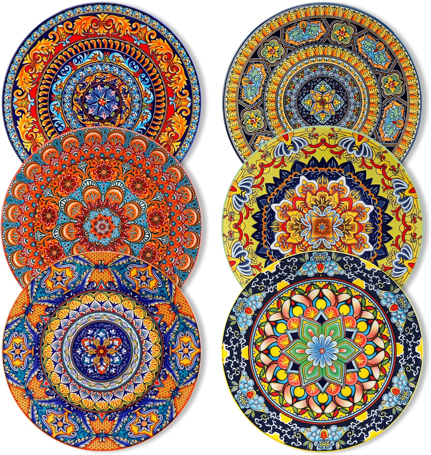 Set 6 Platos Cena Bohemios y Cuencos Cereales