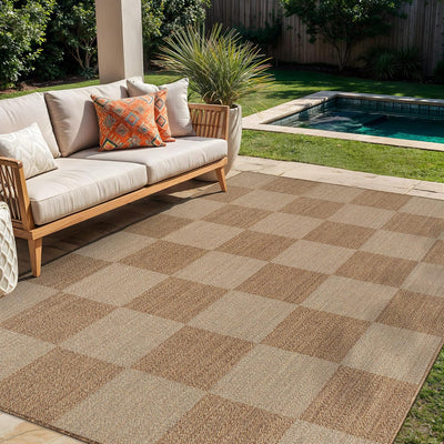 Alfombra tejida plana estilo yute 6x9ft para patio y terraza