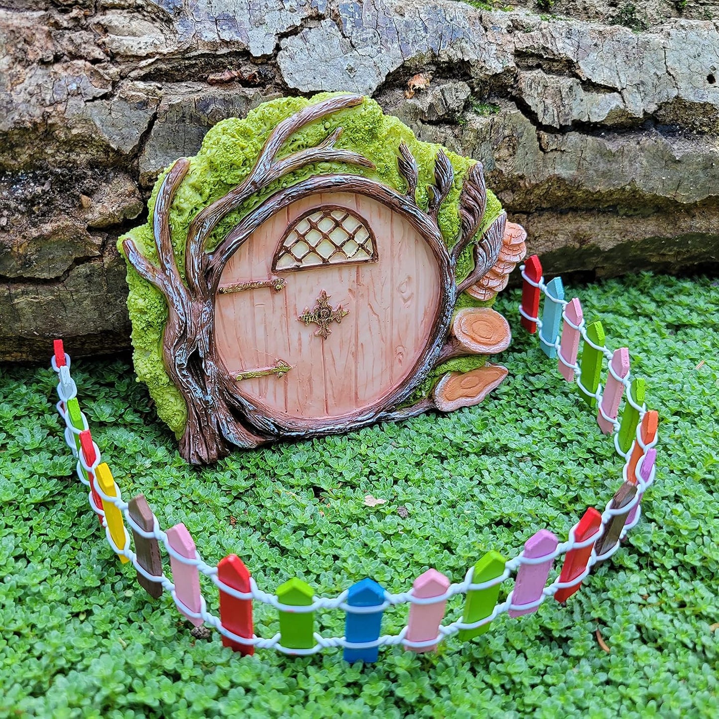 Valla jardín hadas 45pulg madera arco iris 4 secciones