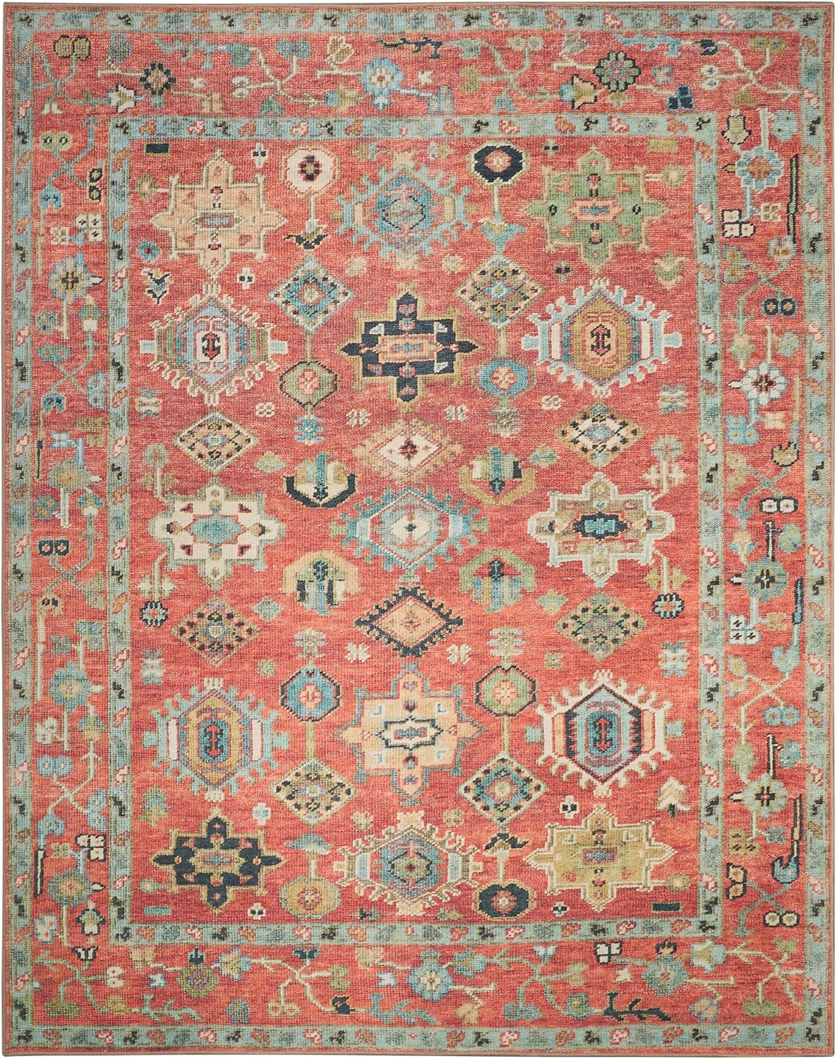 Alfombra vintage lavable 9x12ft para dormitorio y sala