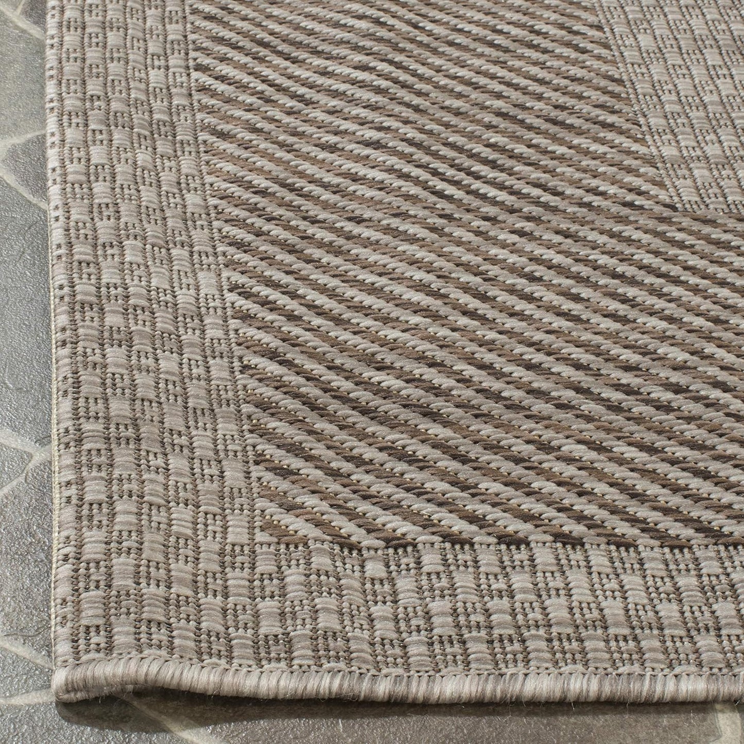 Alfombra lavable exterior 2'3x5' beige y marrón patio