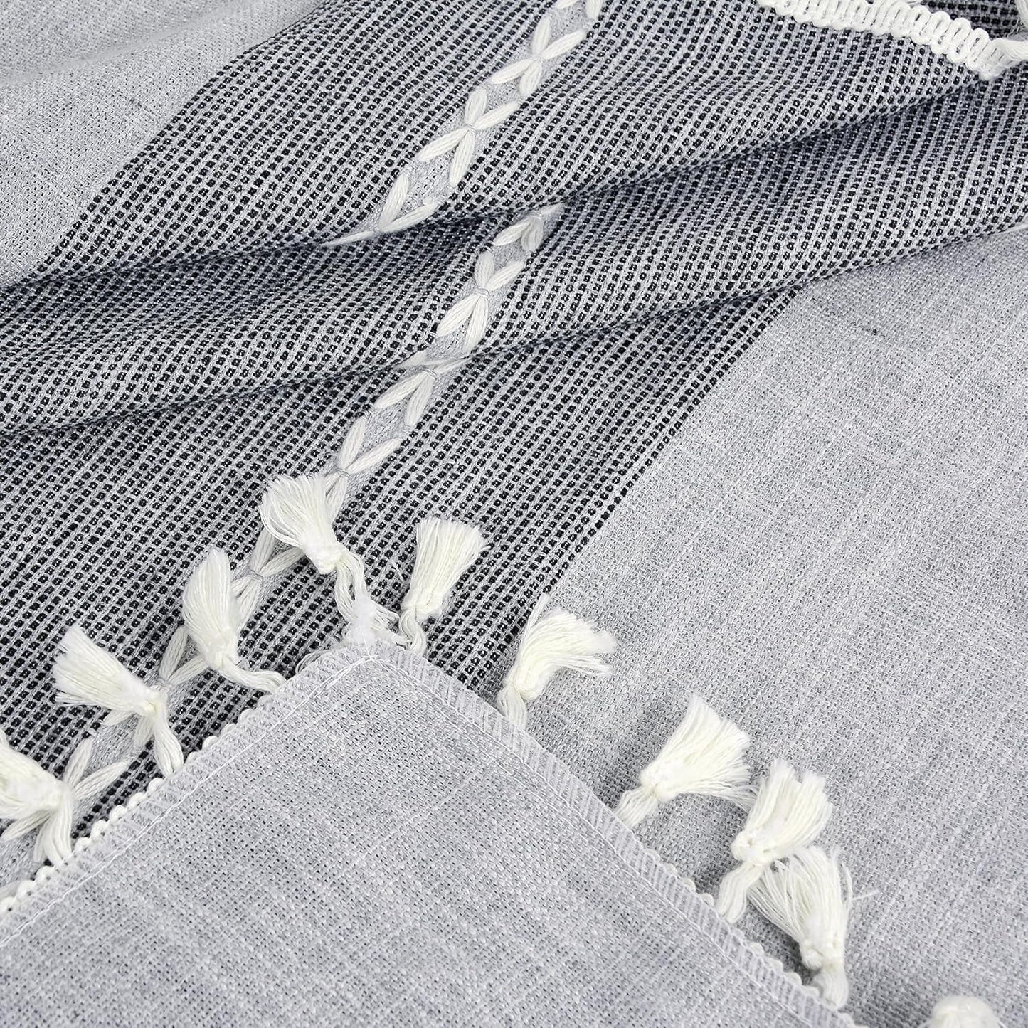 Mantel pequeño gris de 24 x 24 pulgadas, funda cuadrada rústica para mesita de noche