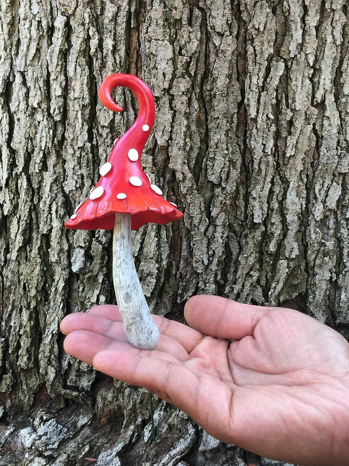 Hongo encantado para jardín de hadas y gnomos rojo